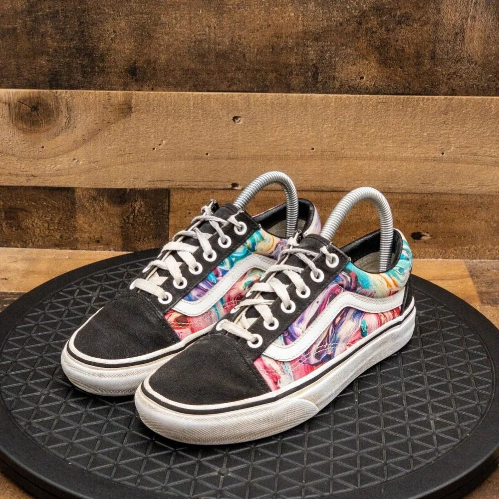 VANS OLD SKOOL CUSTOM WOMENS ATHLETIC SHOES RETRO SKATE SNEAKERS MULTI SZ 6.5
